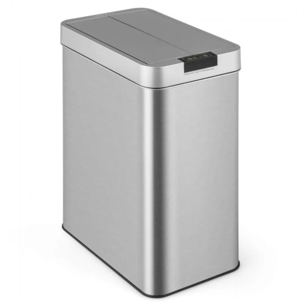 13.2 Gal Slim Kitchen Trash Can with Wing Lids and Stainless Steel Frame