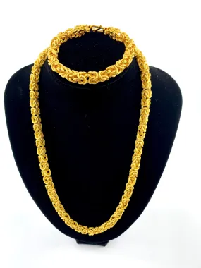 18k gold filled 24 inch 12mm Byzantine link necklace and bracelet set