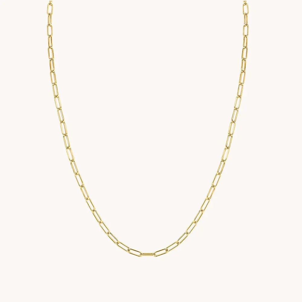 18k Mini Paperclip Chain Necklace