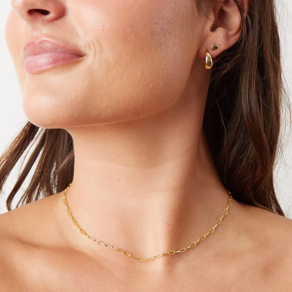 18k Mini Paperclip Chain Necklace