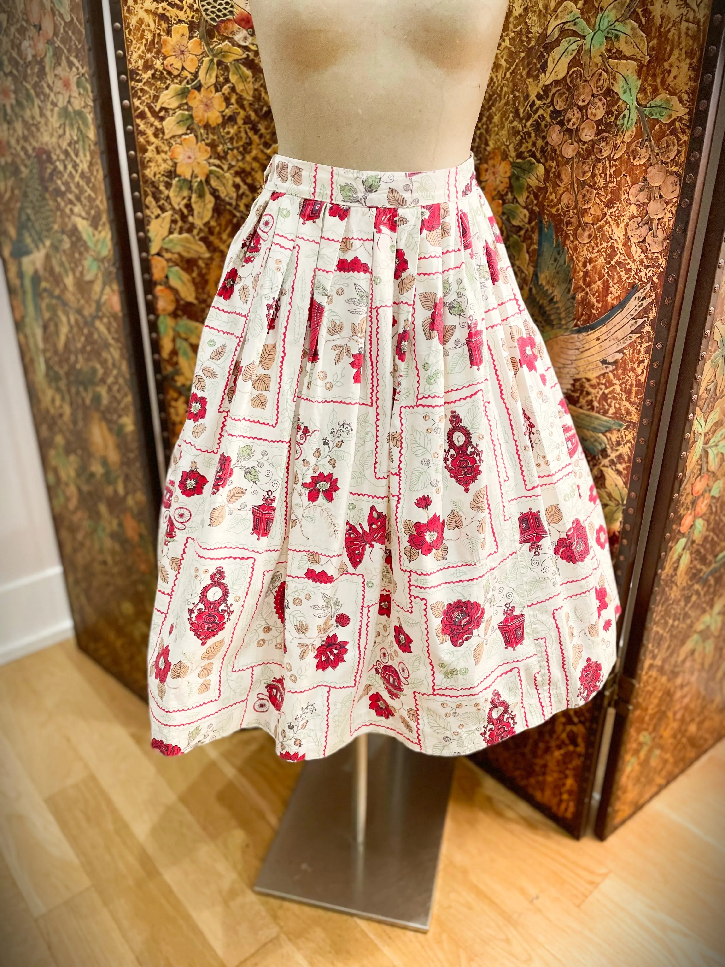 1950s Holiday Pattern Circle Skirt