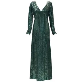 1960s Kiki Hart Green Sequin Evening Dress