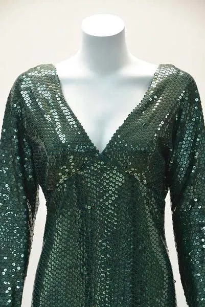 1960s Kiki Hart Green Sequin Evening Dress