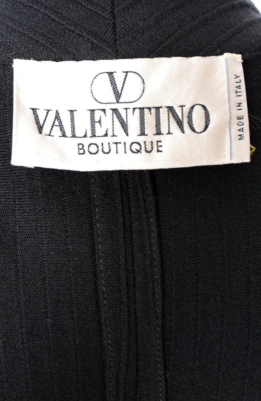 1970s Black Valentino Boutique Vintage Ribbed Knit Dress