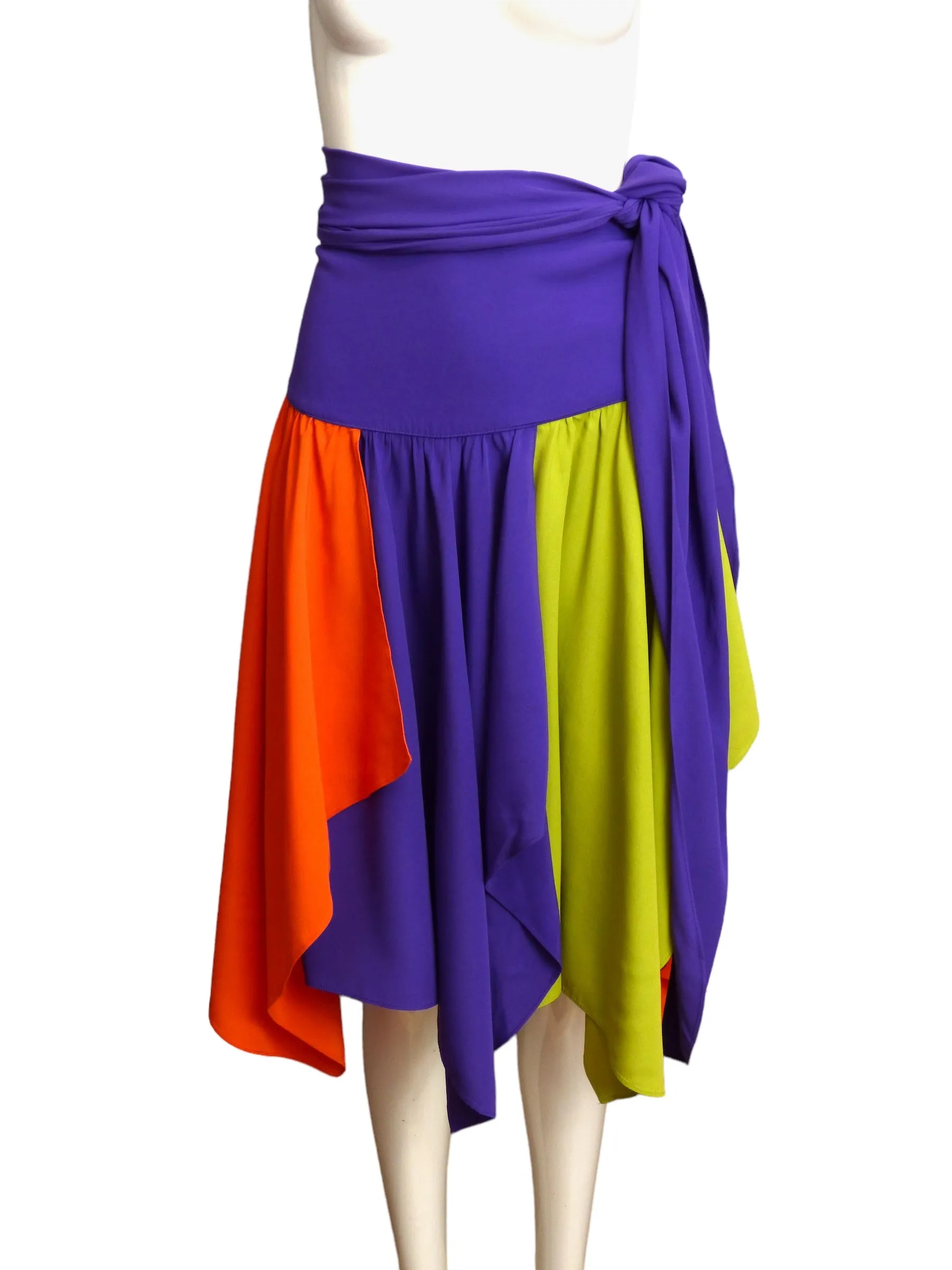 1980s Multi Color Handkerchief Skirt, Size 6