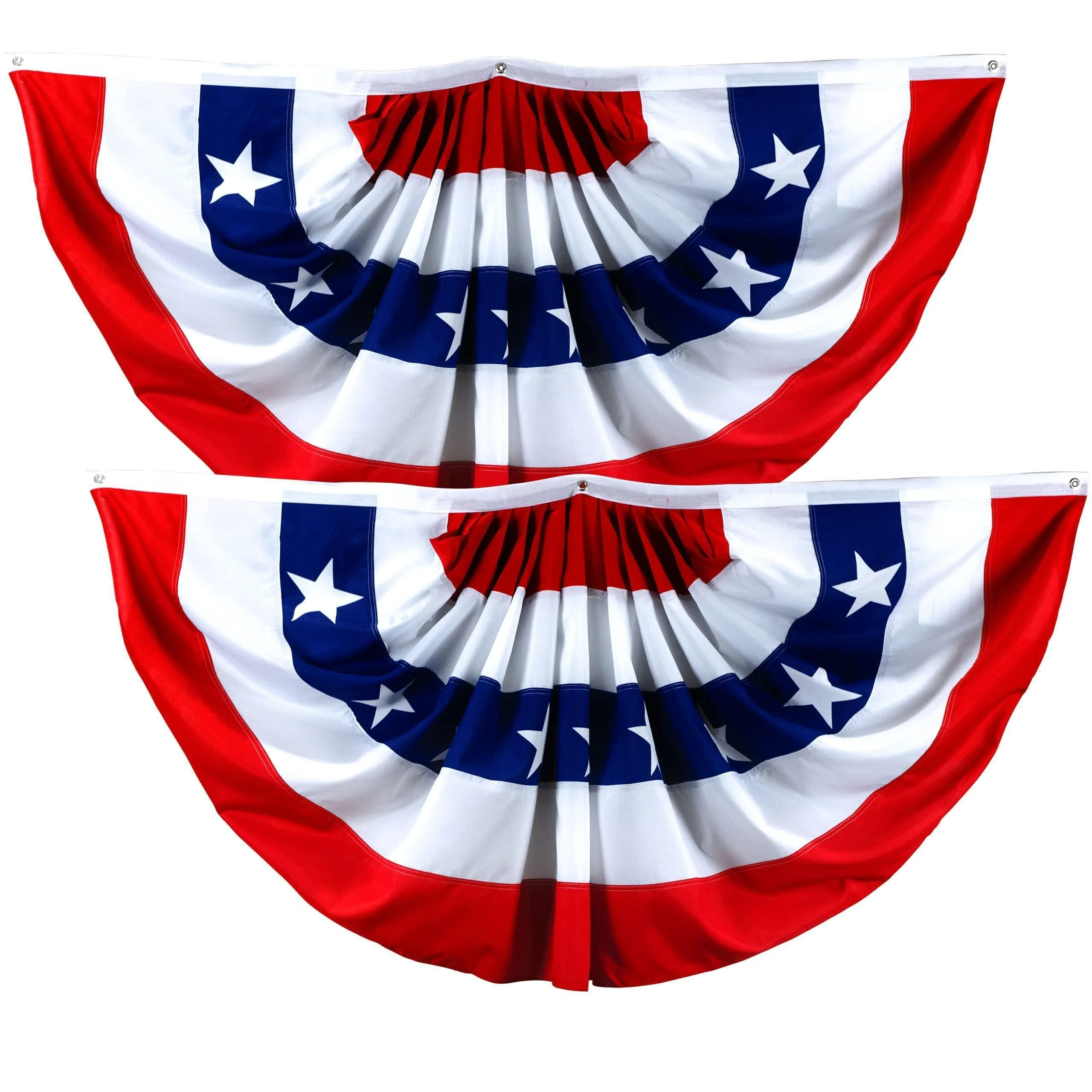 2 Pack American USA Pleated Fan Flag 1.5x3 Feet DELUXE Bunting Decoration Flags