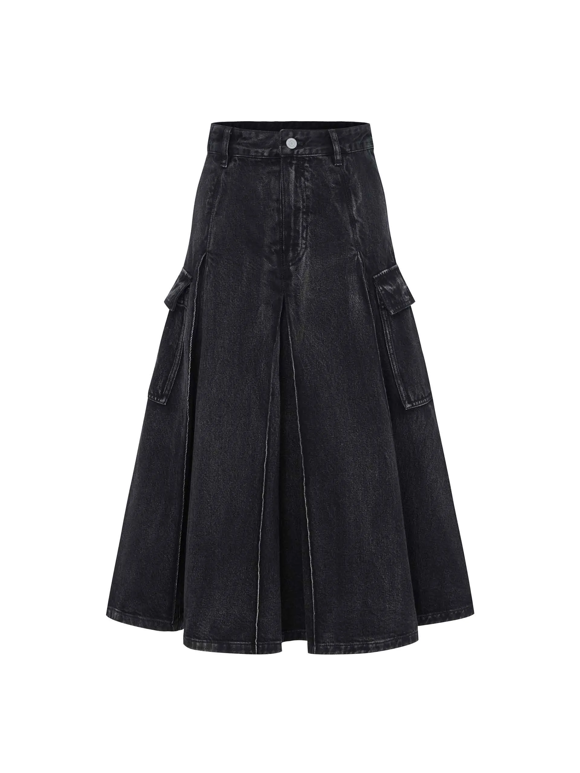 A-line Denim Midi Skirt