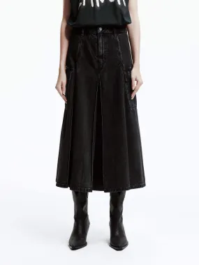 A-line Denim Midi Skirt