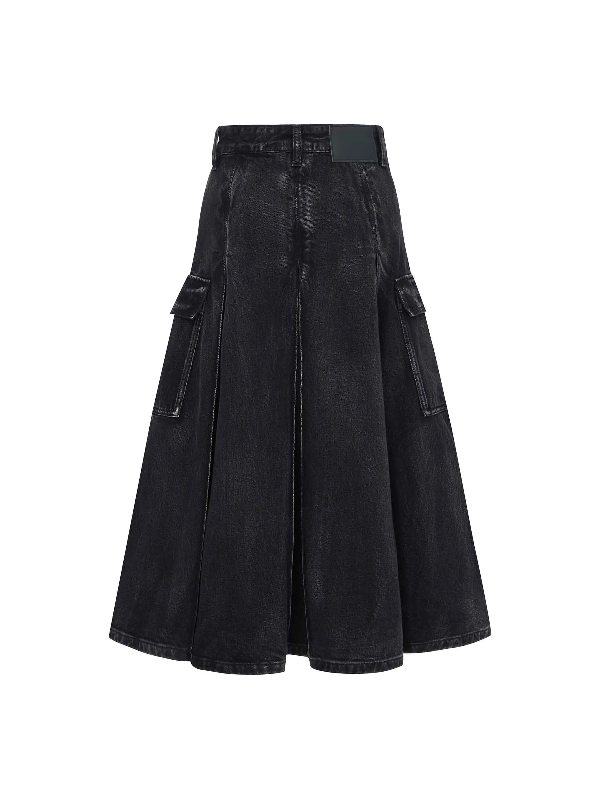 A-line Denim Midi Skirt