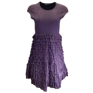 Alexander McQueen Purple Ruffled Viscose Knit Dress