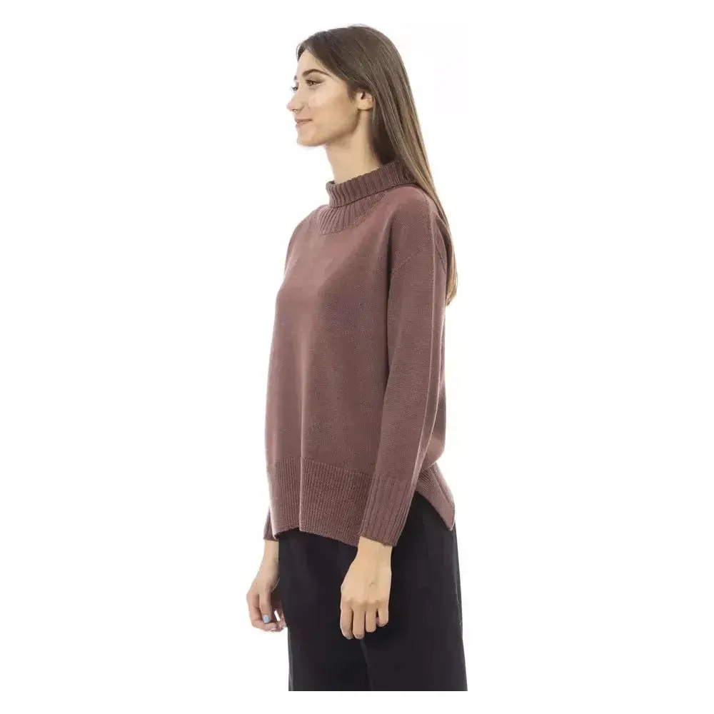 Alpha Studio Brown Merino Wool Women Sweater