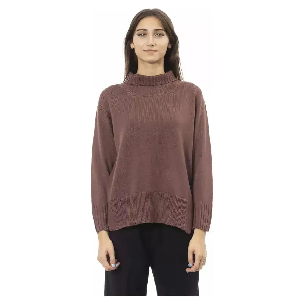 Alpha Studio Brown Merino Wool Women Sweater