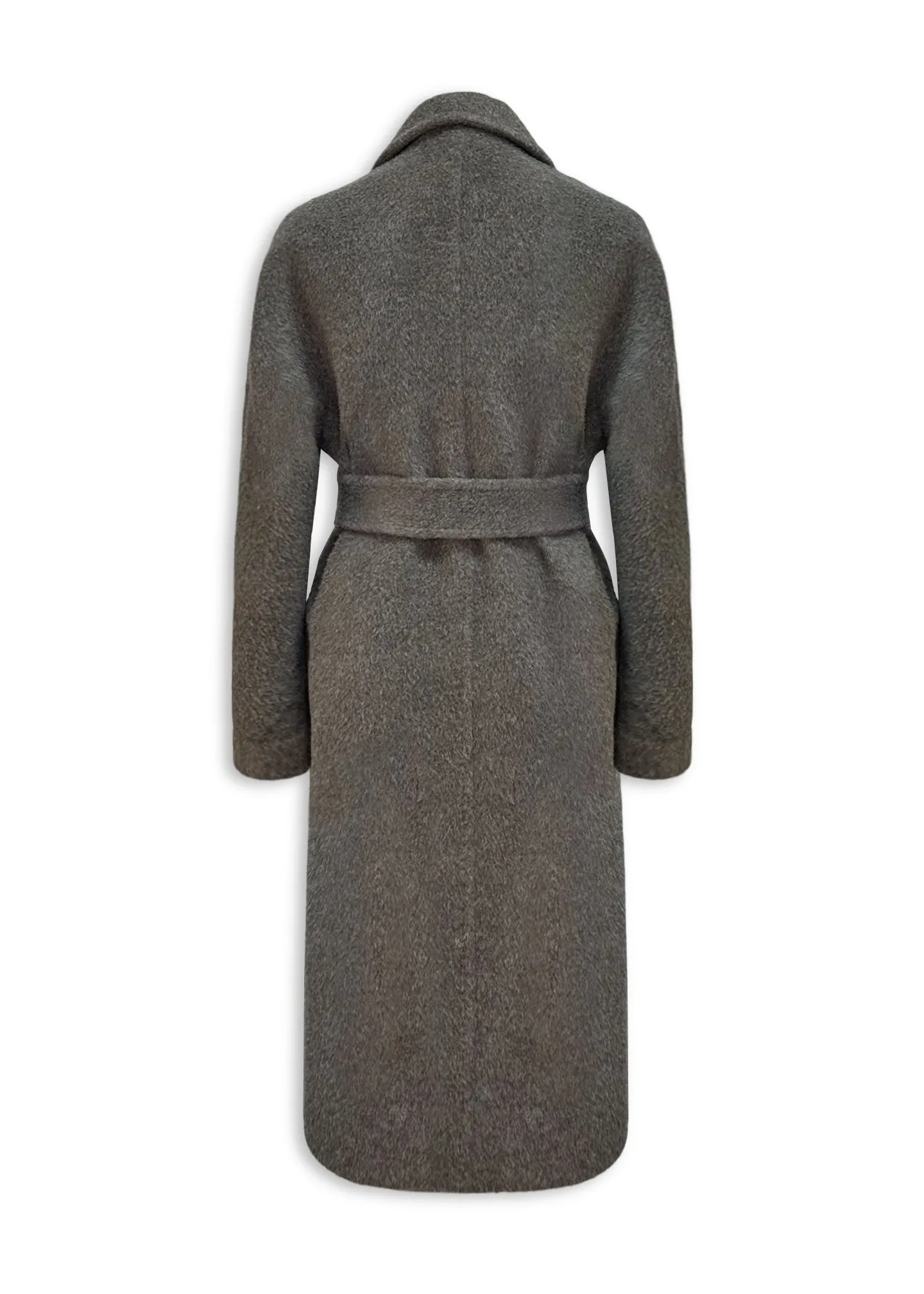 Andrea Camel Cashmere Double Breasted Long Coat Heather Grey