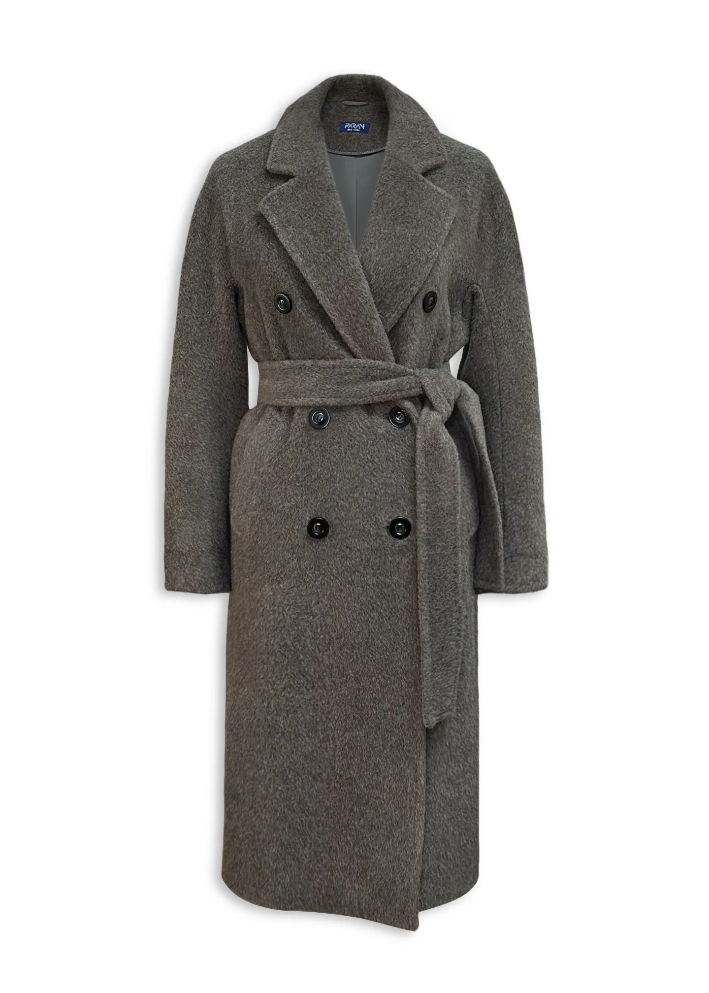 Andrea Camel Cashmere Double Breasted Long Coat Heather Grey