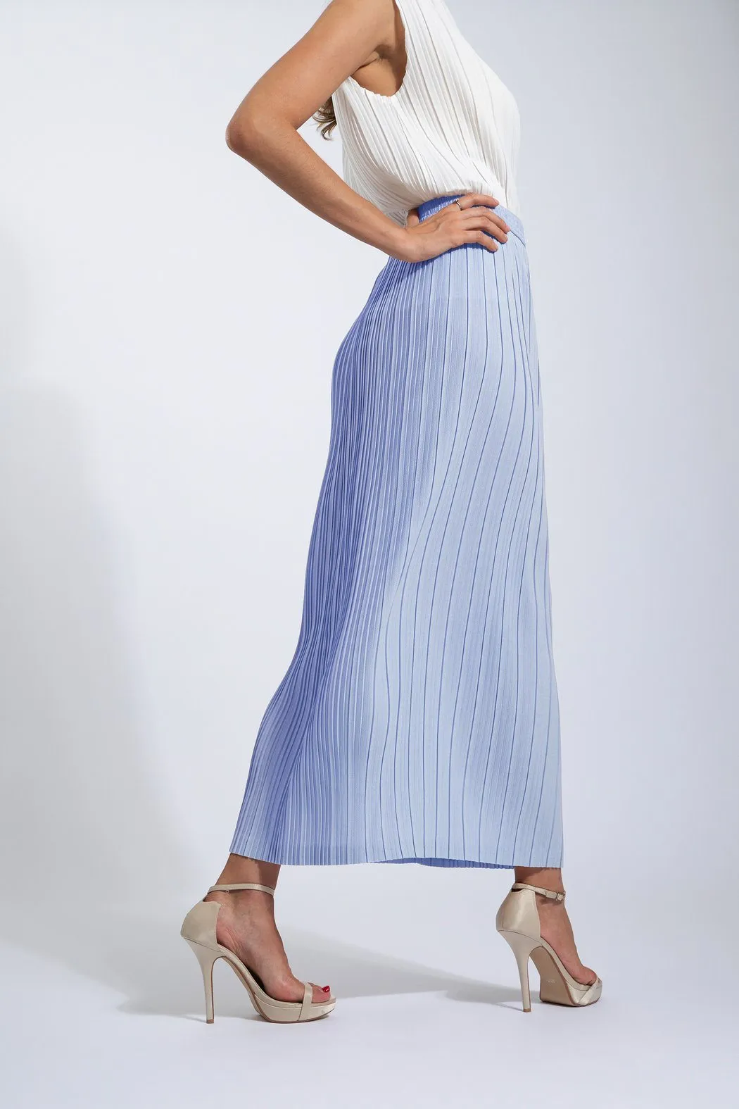 Andrea Small Pleat Straight Skirt (Matte Fabric)