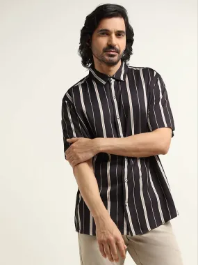 Ascot Black Striped Relaxed Fit Shirt