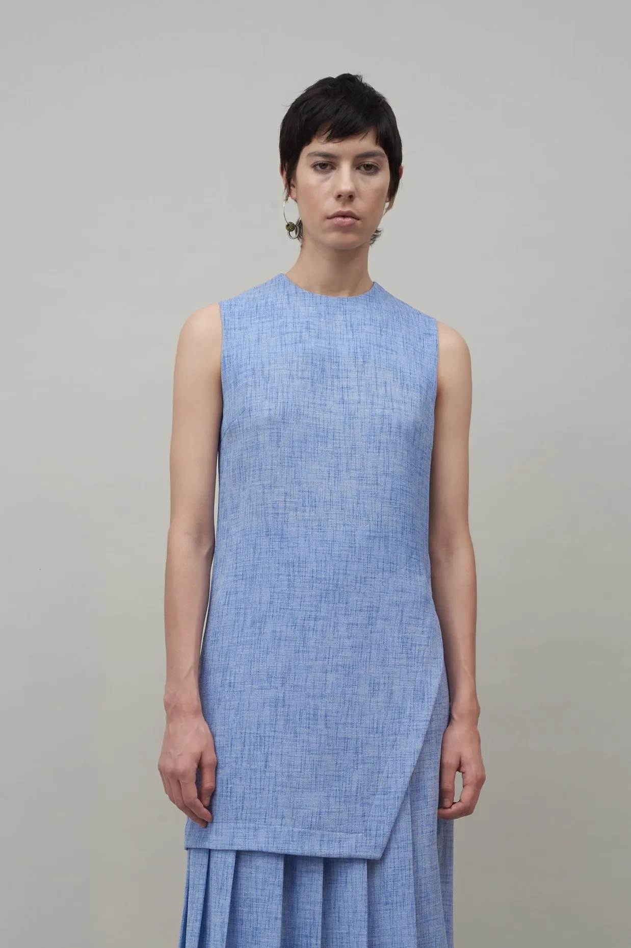 ASYMMETRIC TUNIC - WHITE / COBALT MELANGE