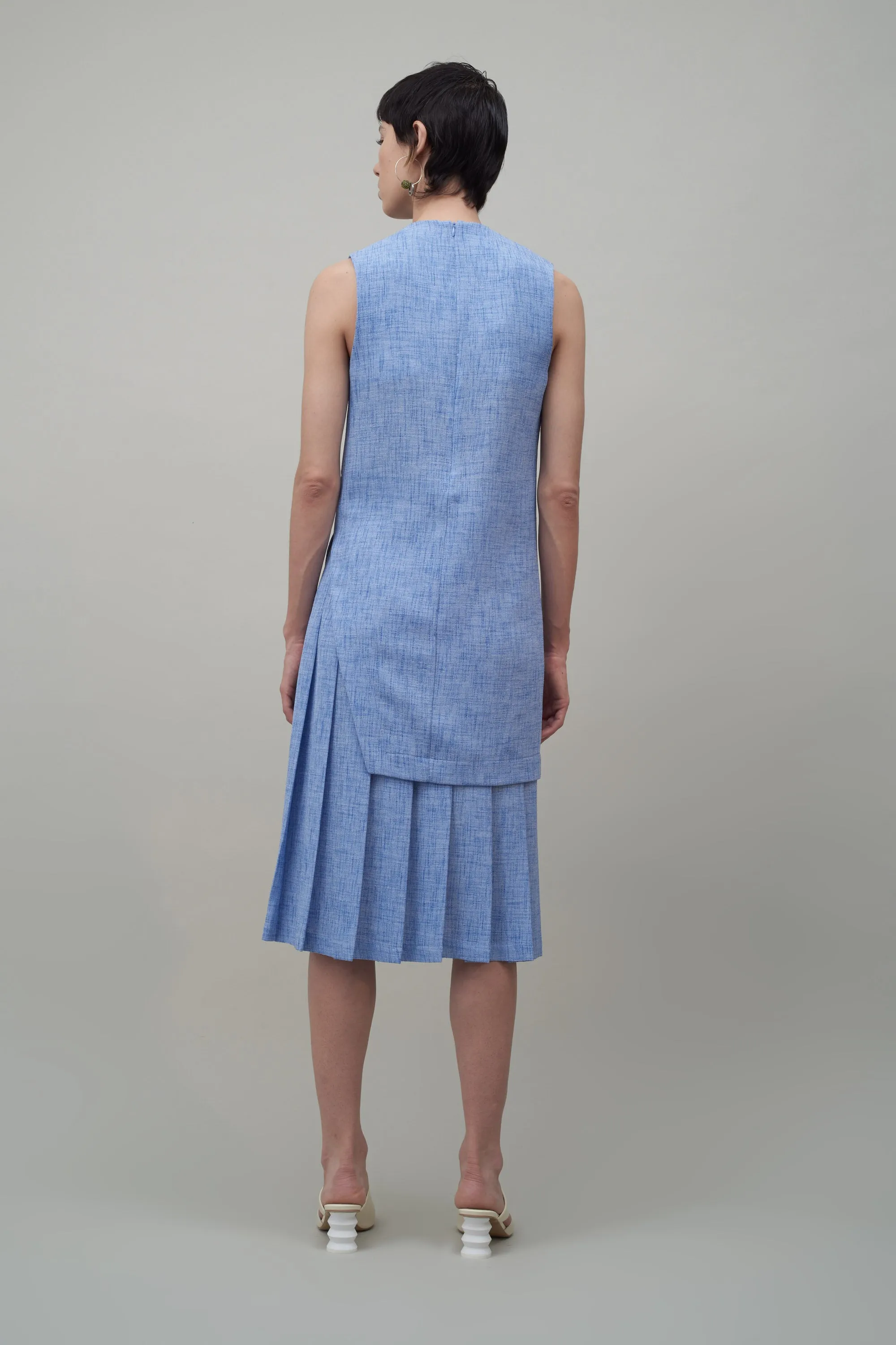 ASYMMETRIC TUNIC - WHITE / COBALT MELANGE