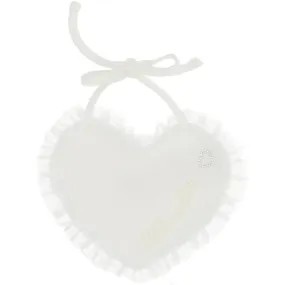 Baby Girls Ivory Heart Bib