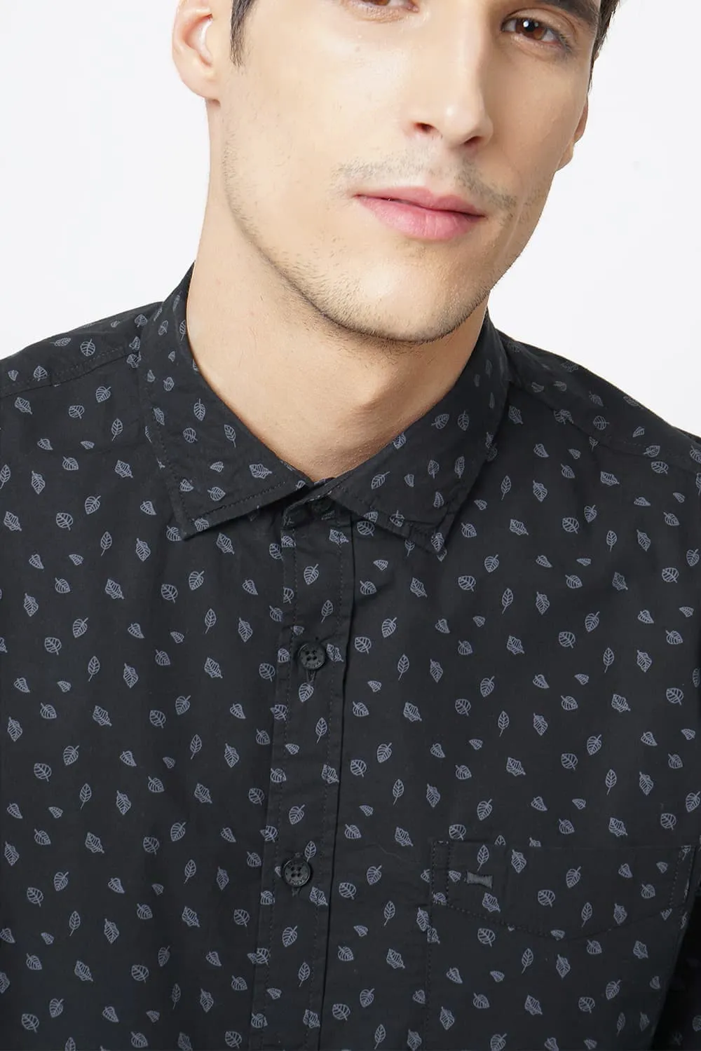 Basics Slim Fit Printed Shirt