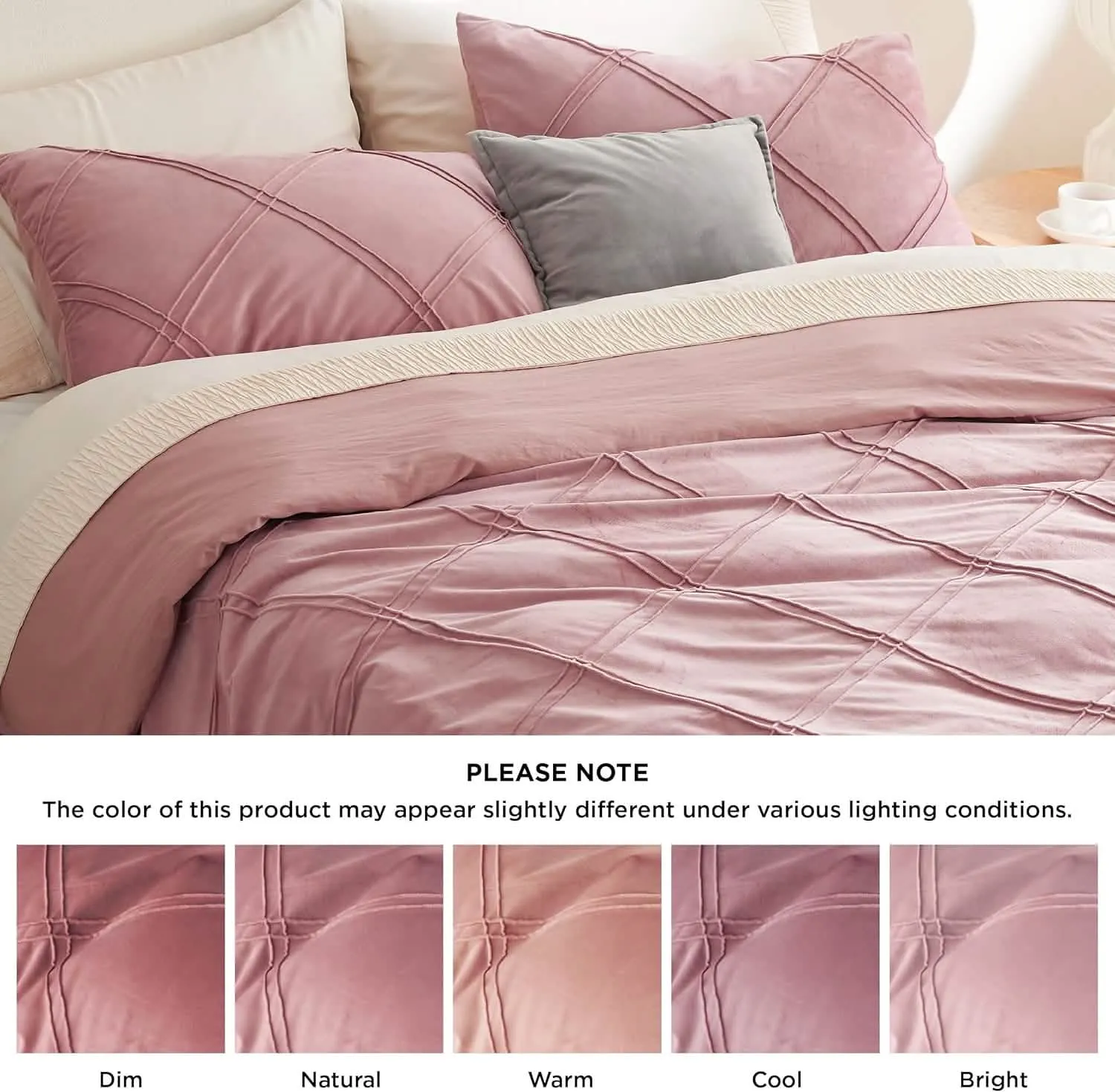 Bedsure Velvet Pinch-Pleated Duvet Cover Set