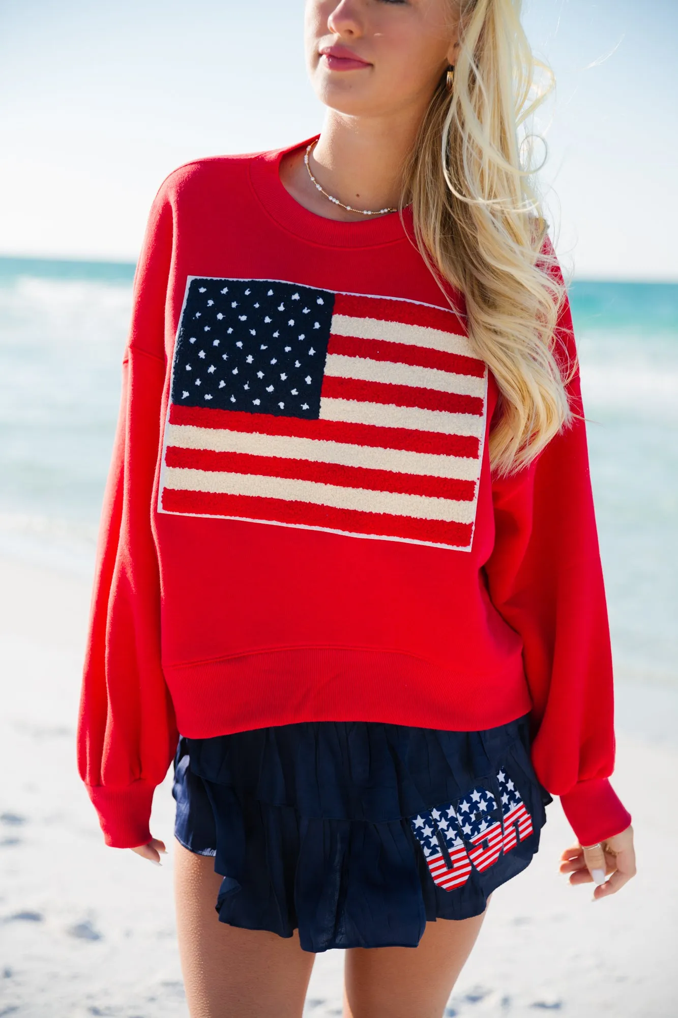 BIG FAN OF THE FLAG RED PULLOVER