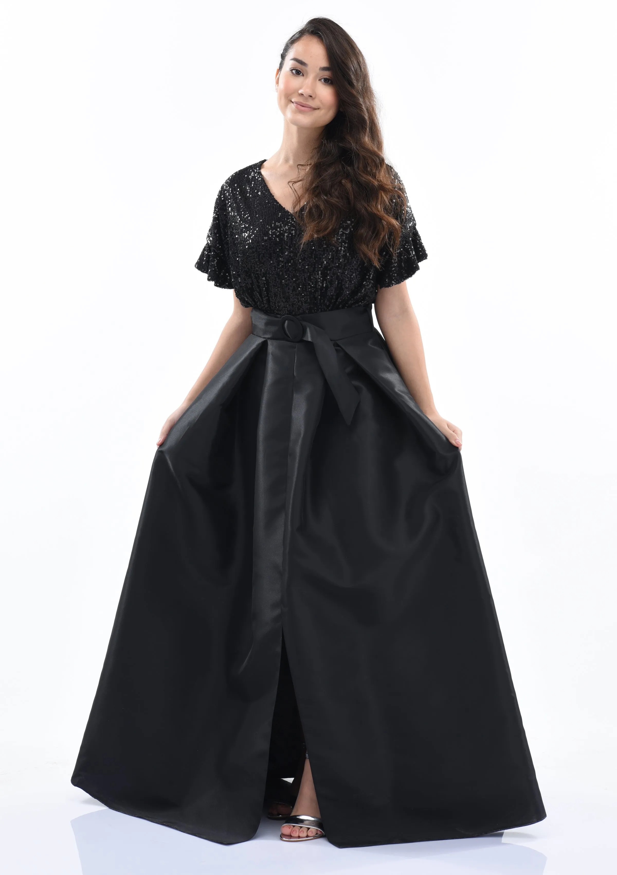 Black Arcola Glimmer Tulle Gown