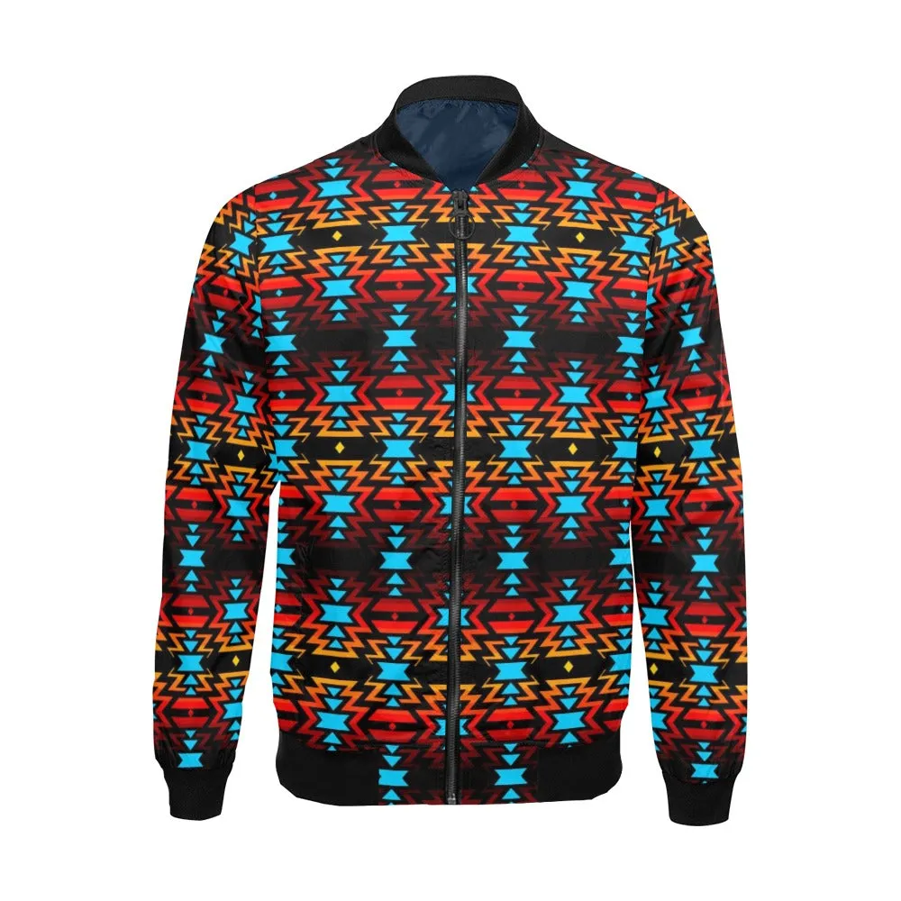 Black Fire and Sky Bomber Jacket for Men