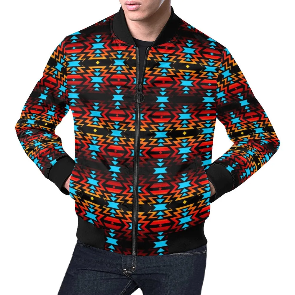 Black Fire and Sky Bomber Jacket for Men