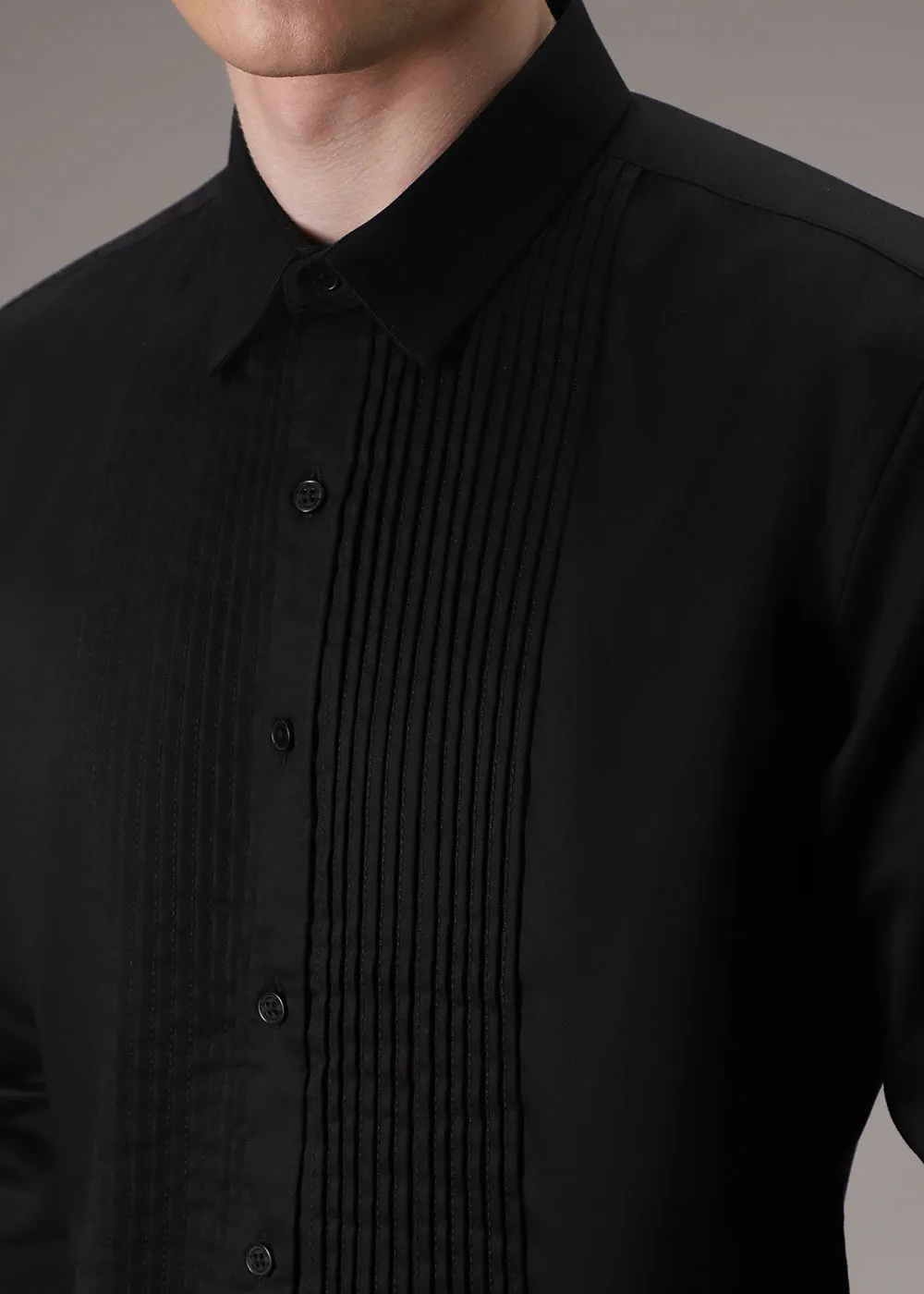 Black Pleated Designer Shirt