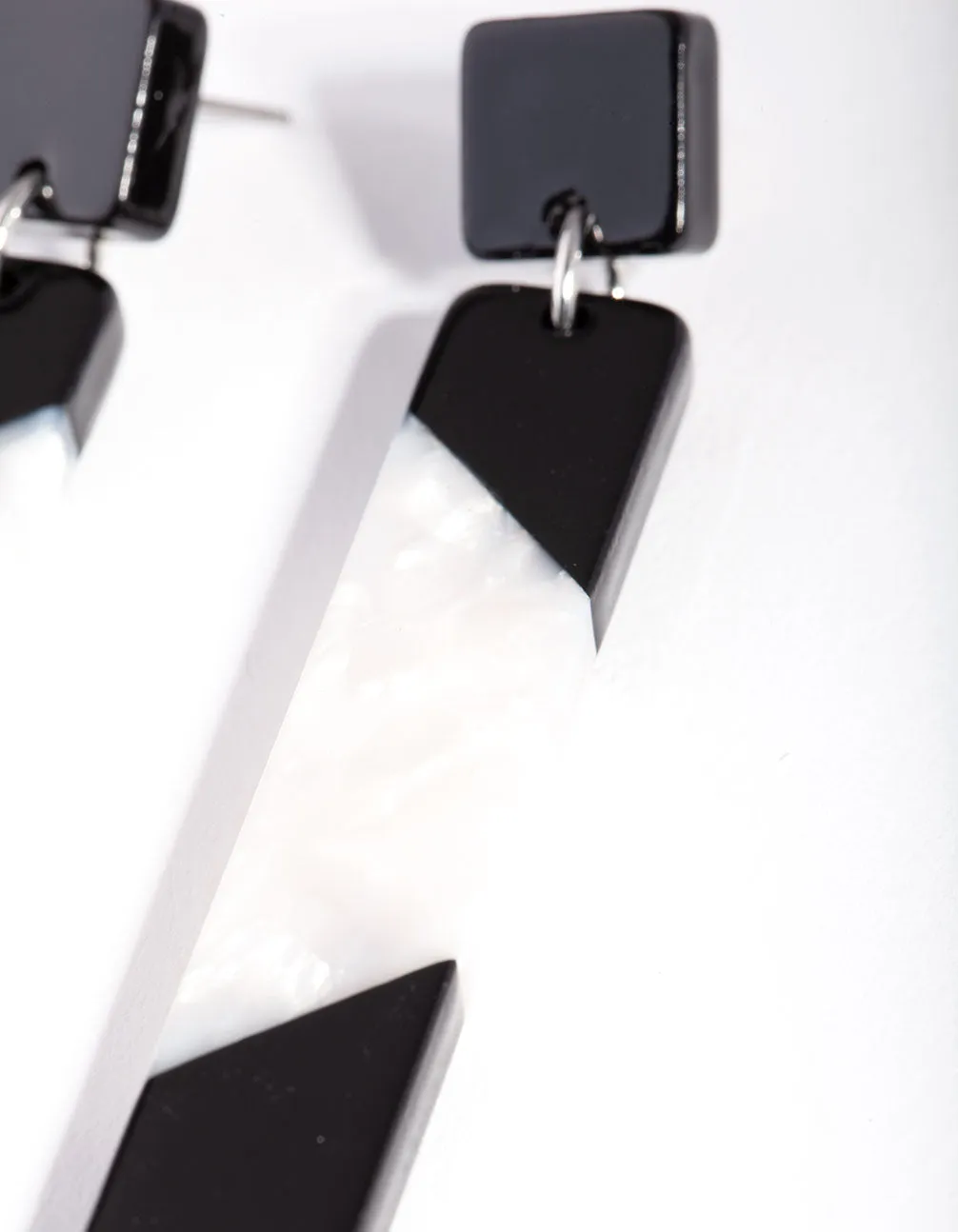 Black White Spliced Drop Earring