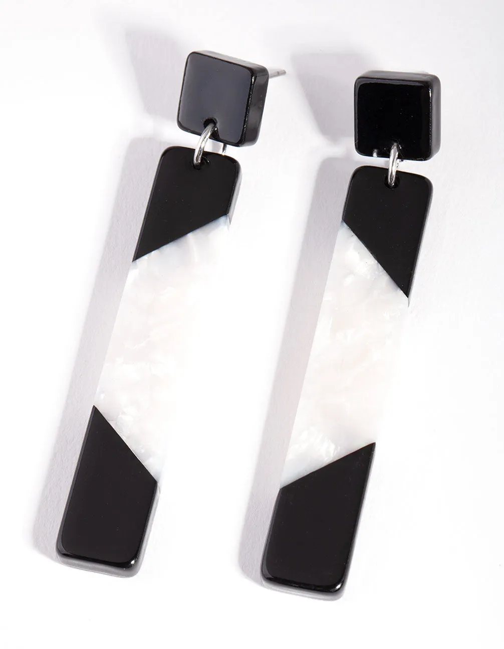 Black White Spliced Drop Earring