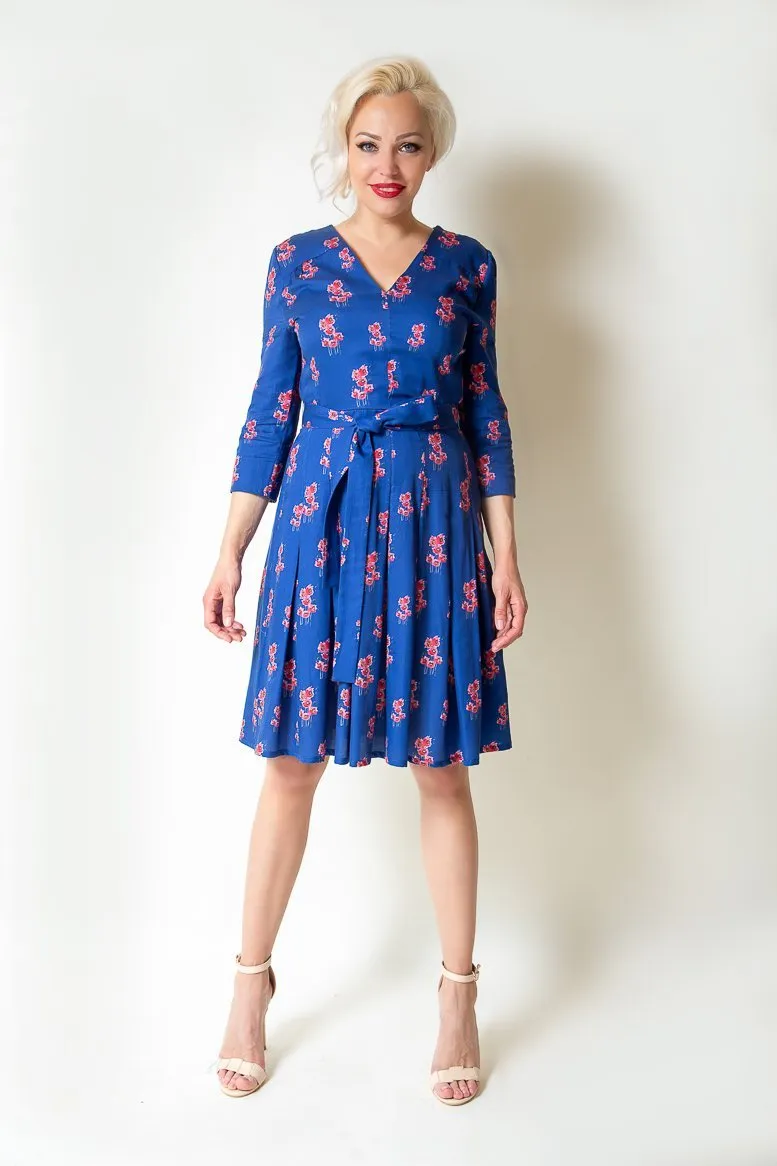 Blue Cotton Printed Dress