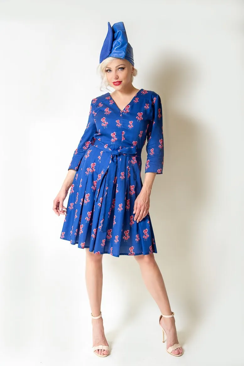 Blue Cotton Printed Dress