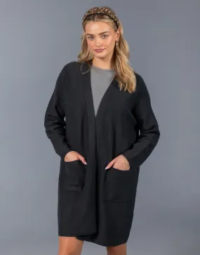 Boiled Wool Coat with Pockets in Dark Grey