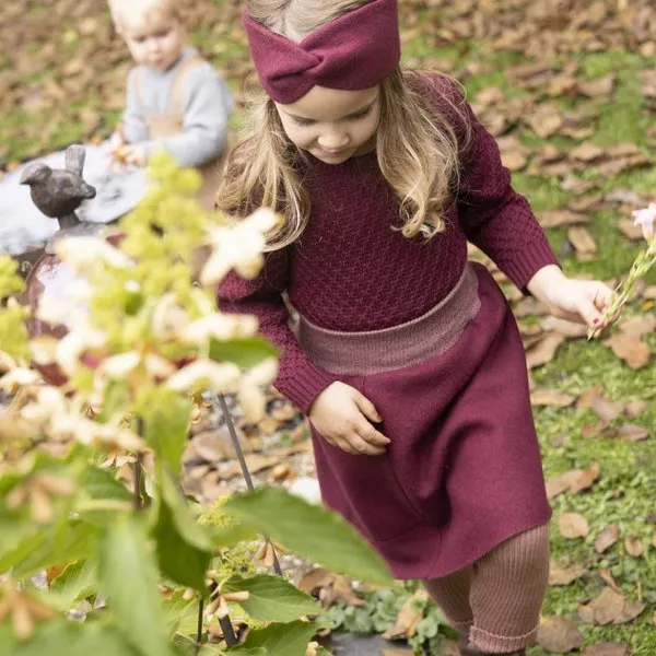 Boiled Wool Pocket Skirt - Cassis (1-8y)