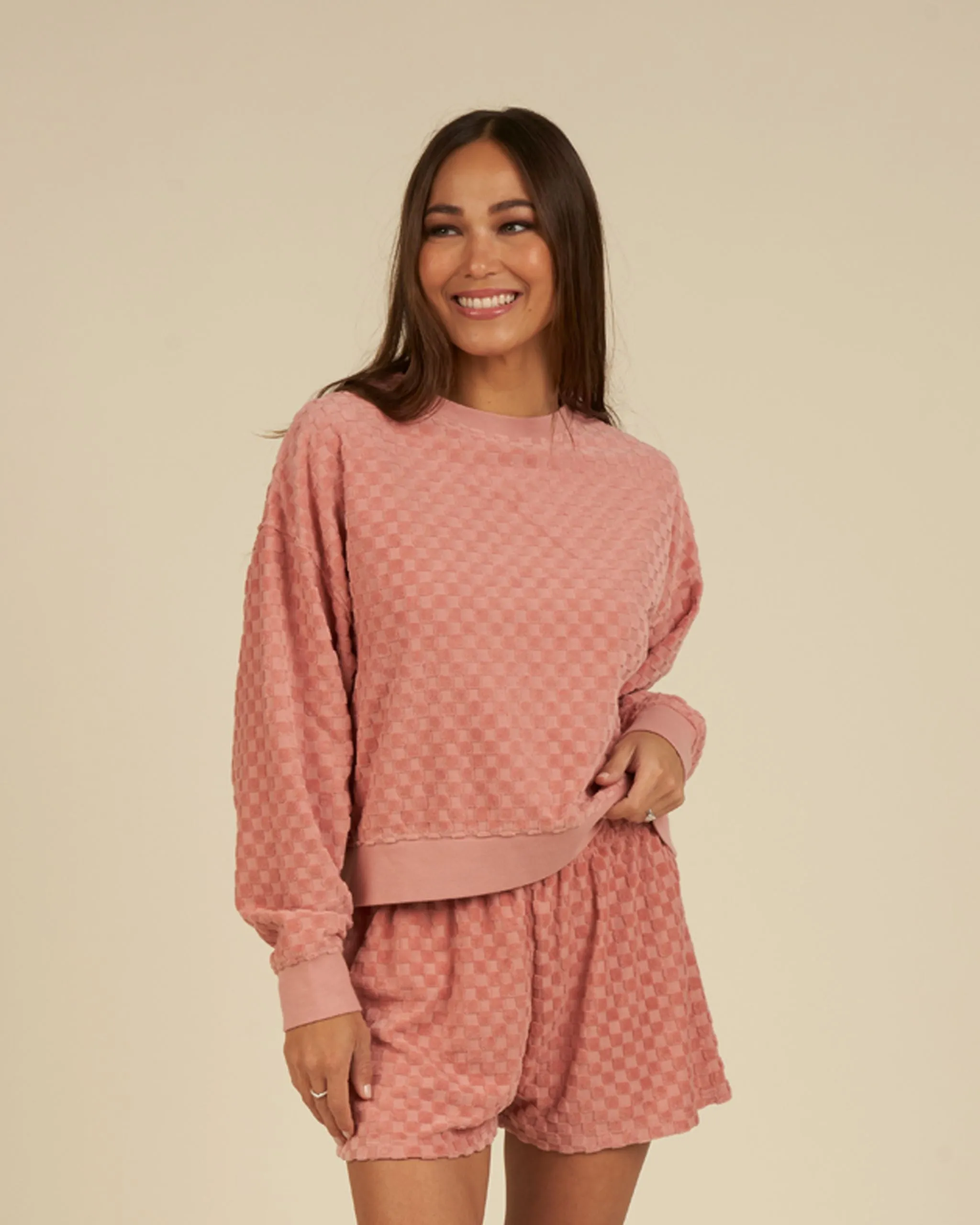 Boxy Pullover | Pink Check