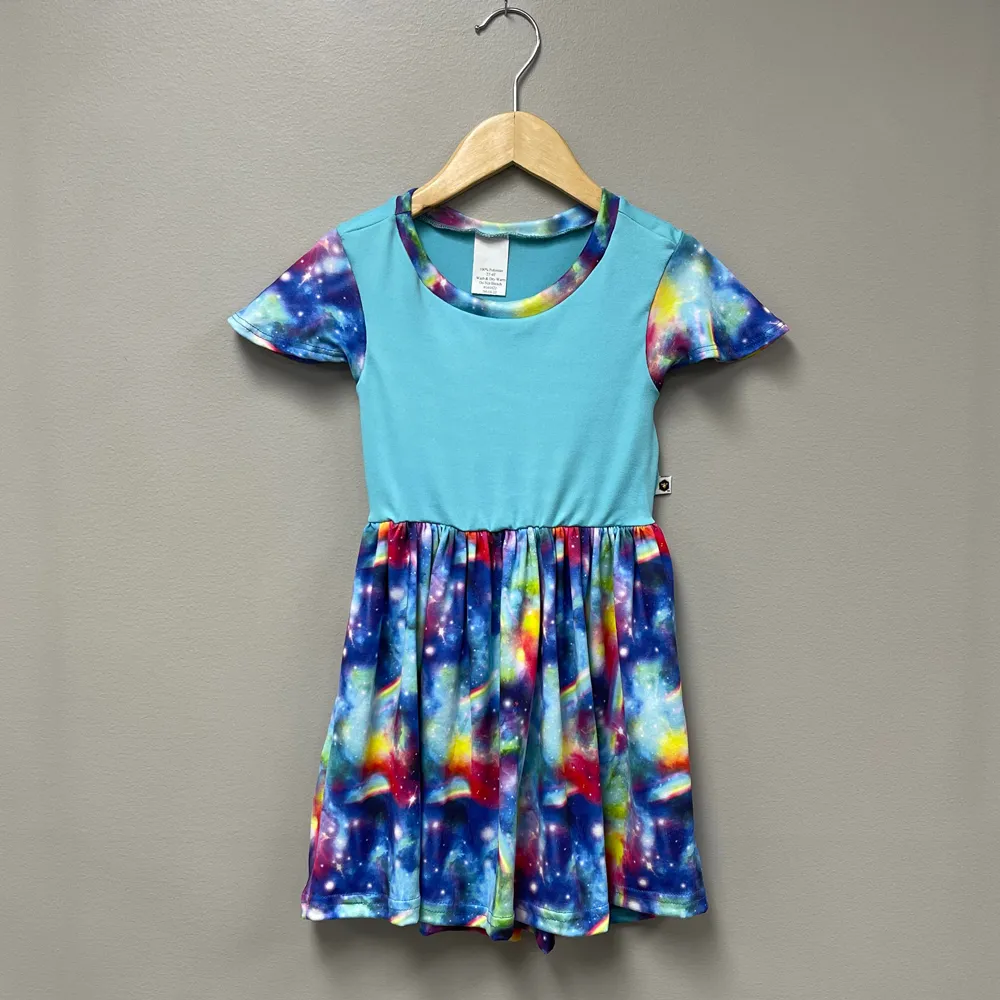 Bumblito Flutter Sleeve Dress ~ Rainbow Galaxy