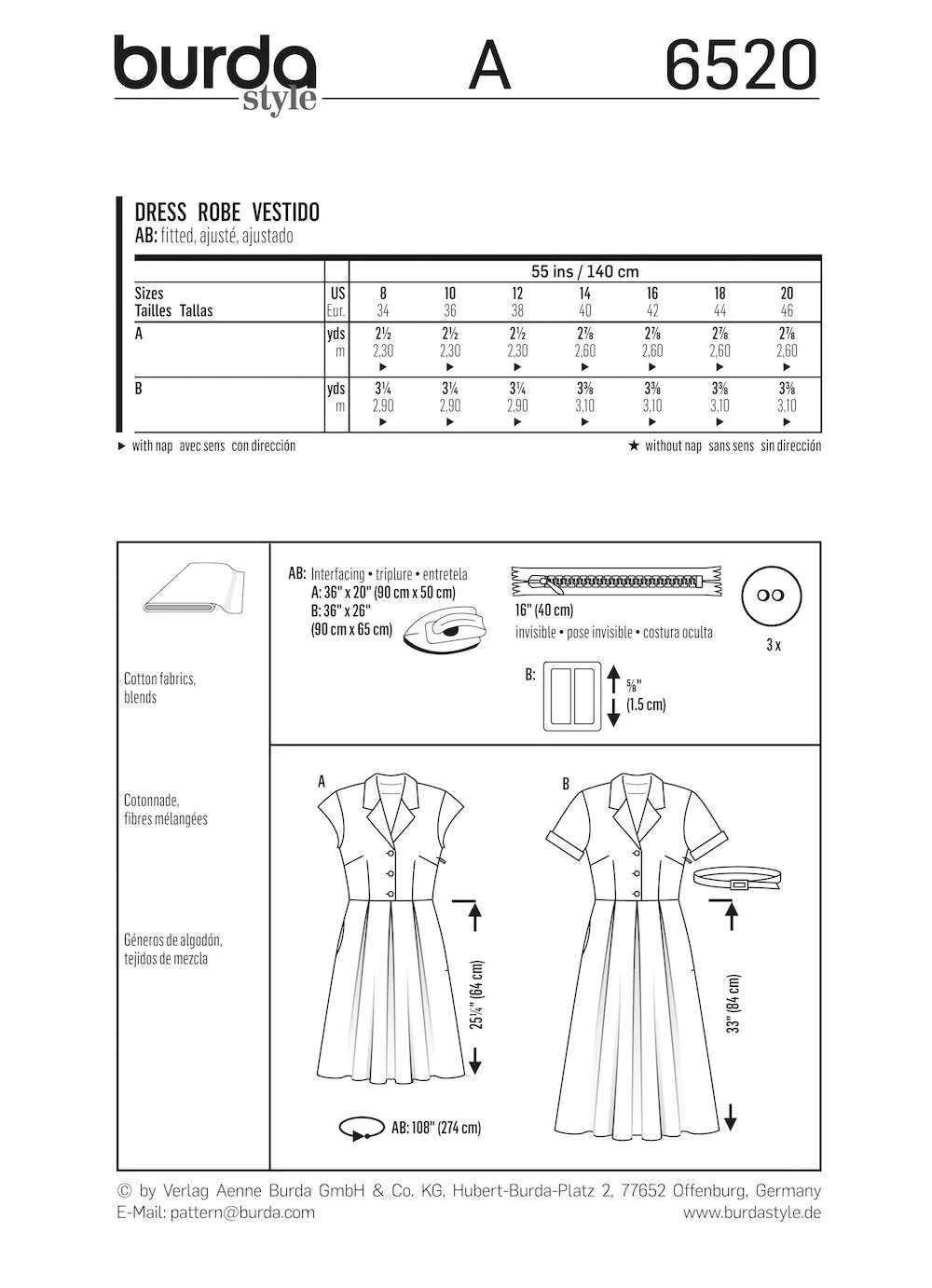 Burda Pattern 6520 (8-20)