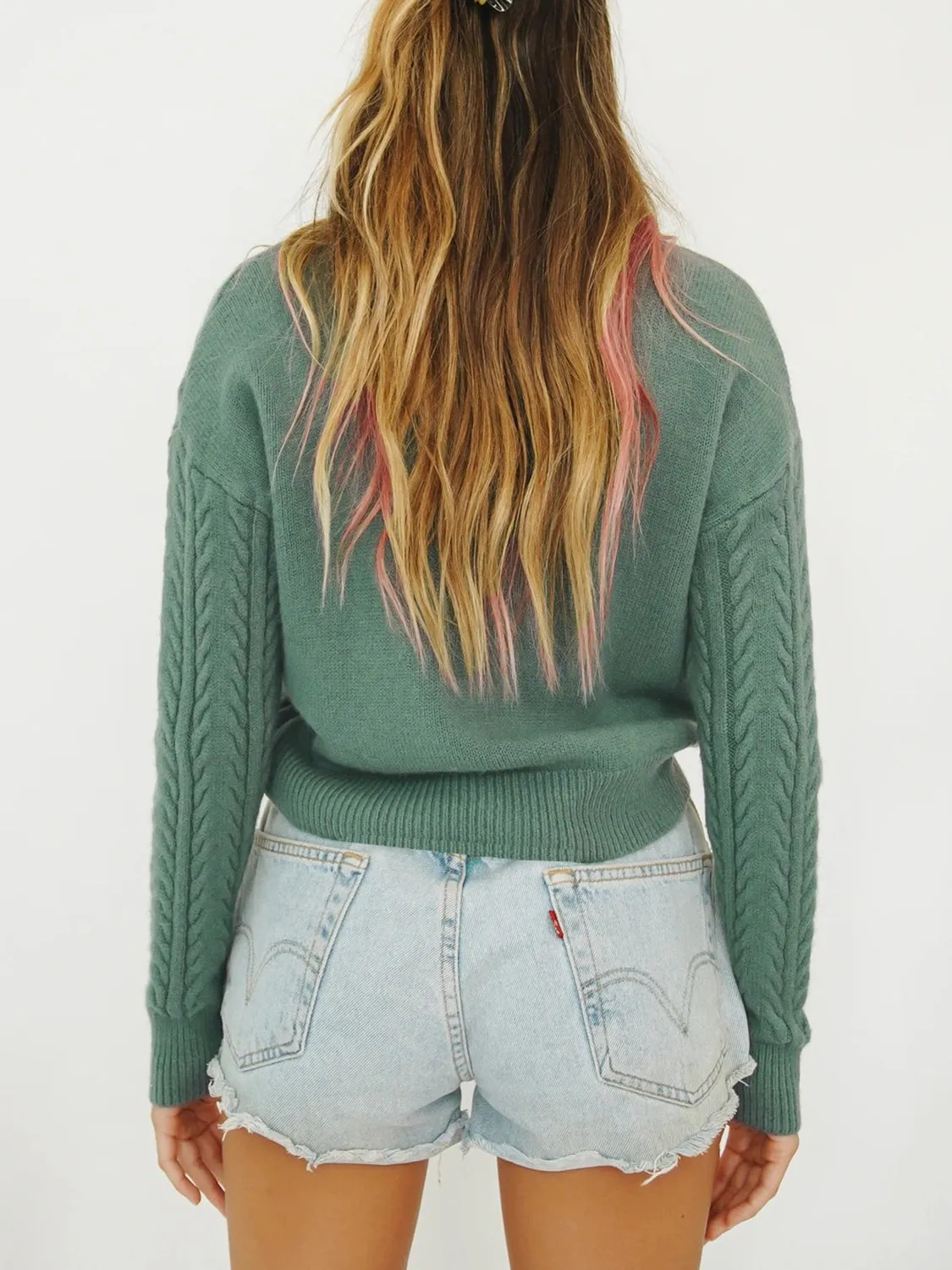 Cable Knit Turtleneck Long Sleeve Sweater