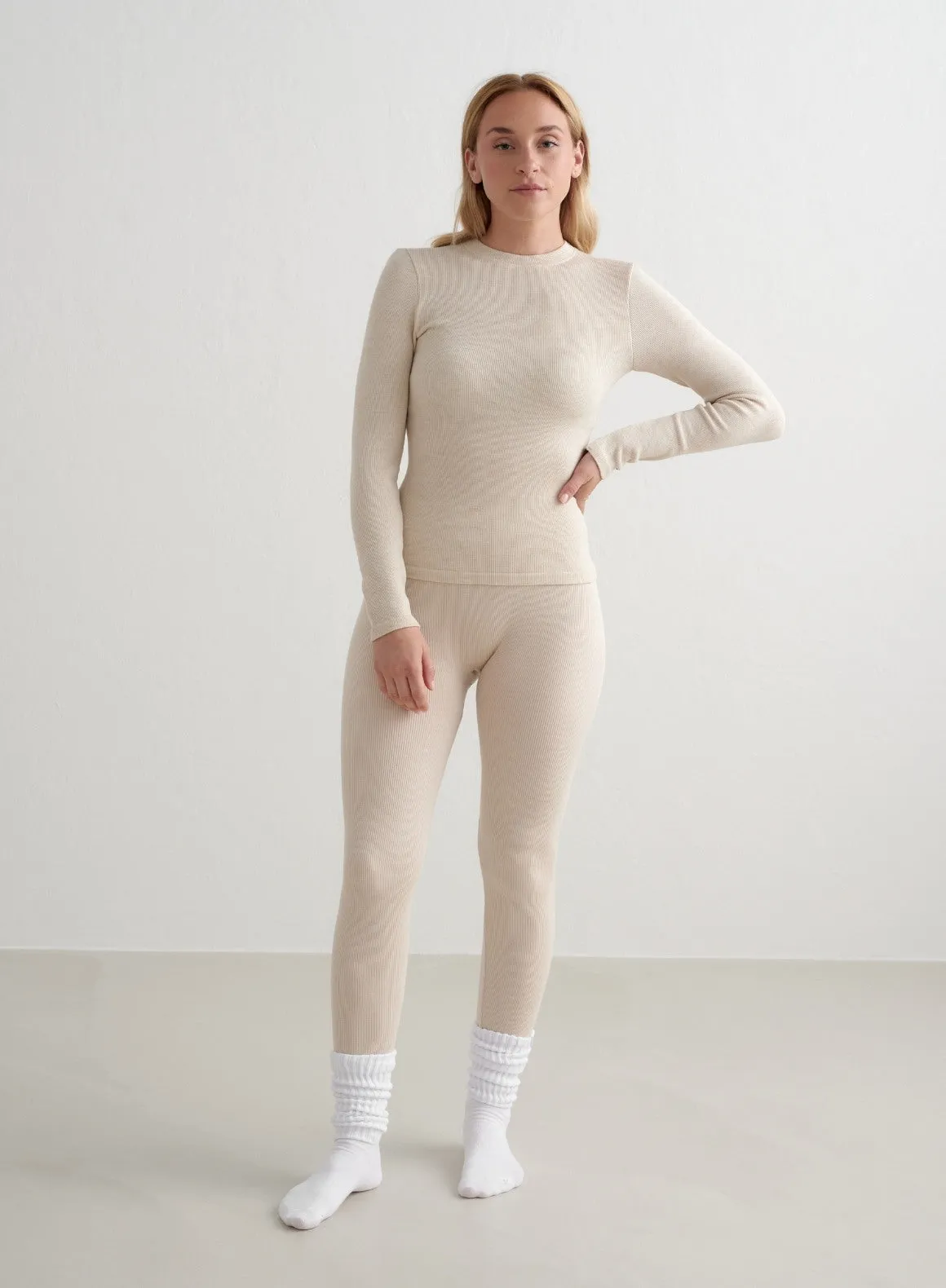 Café Au Lait Ribbed Wool Long Sleeve