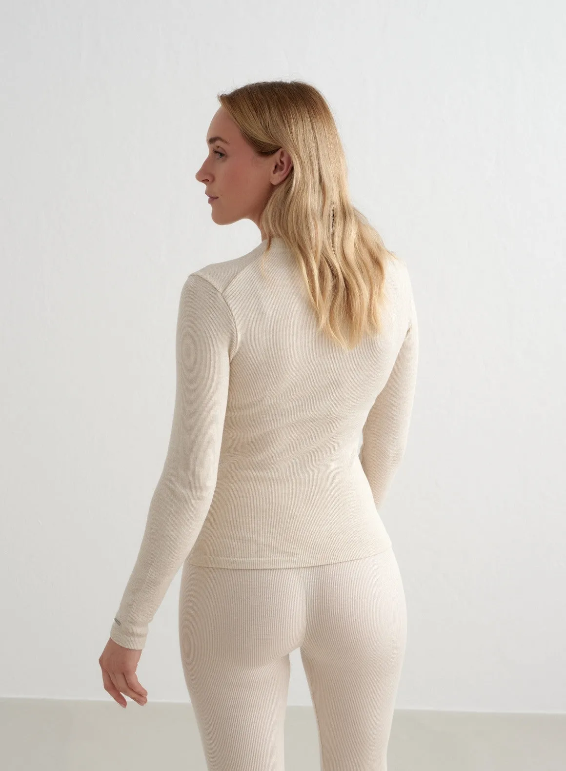 Café Au Lait Ribbed Wool Long Sleeve