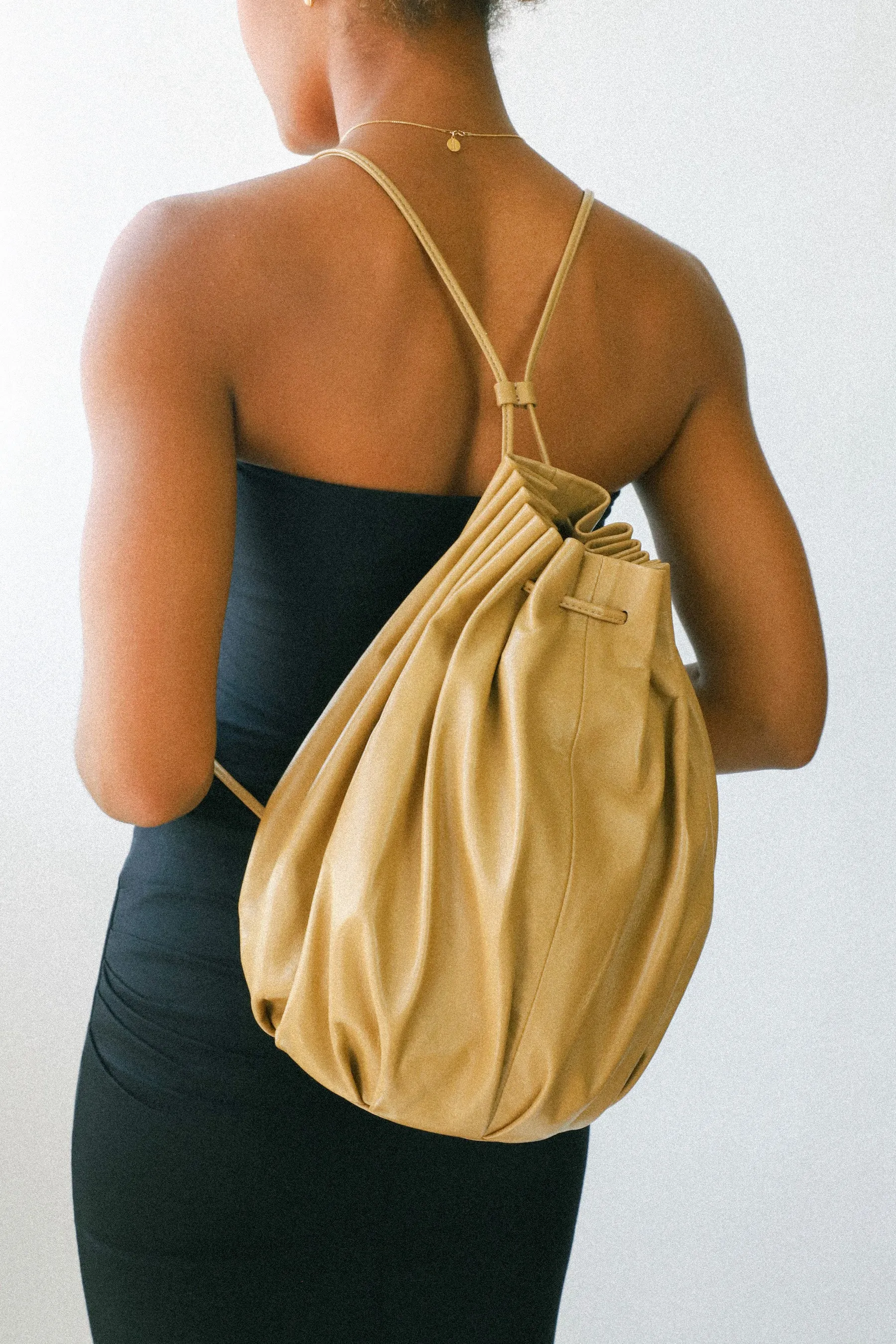 Camel Pleated Balloon Bag