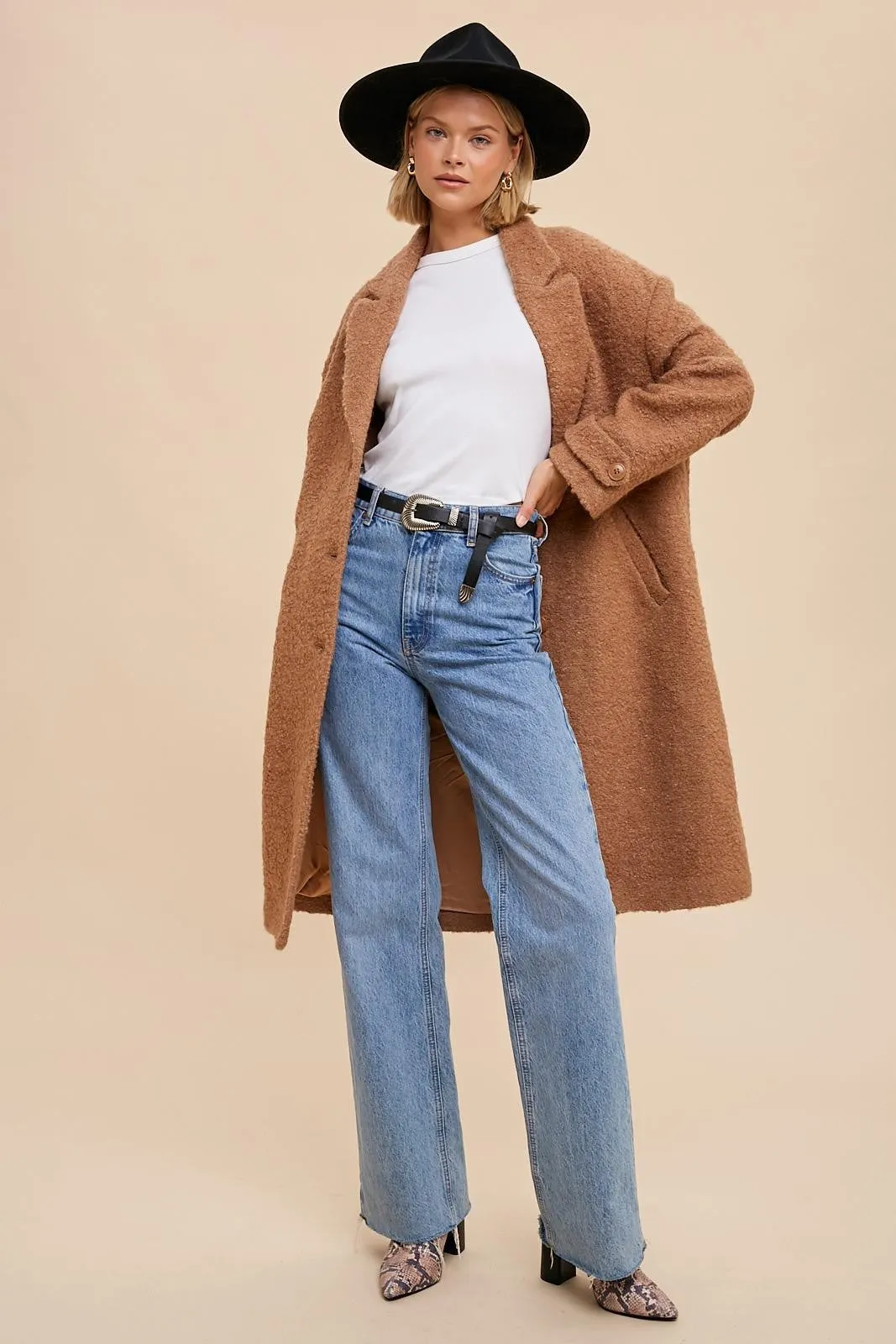 Camel Thick Boucle Coat