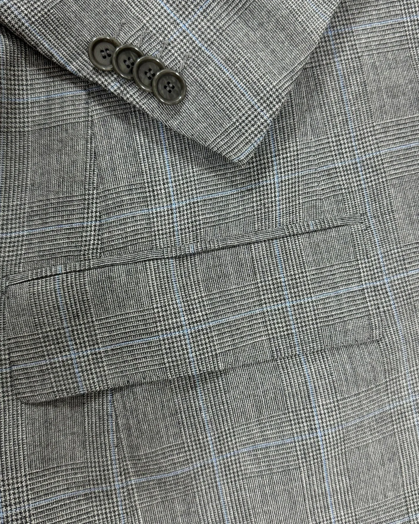 Cesare Attolini Suit Gray Blue Plaid EU 50/ US 40