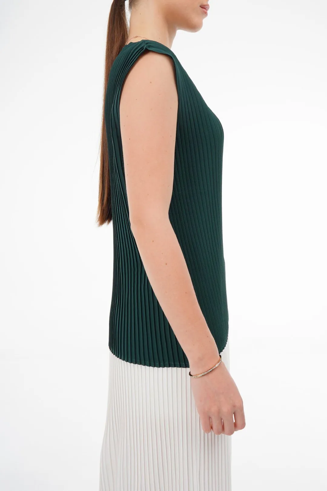 Charlotte Knife Pleat Sleeveless Top