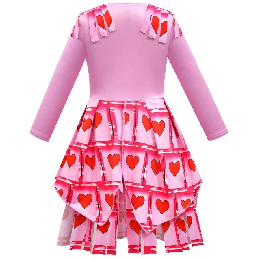 Children's Halloween cosplay costume for girls, heart-shaped printed cotton princess dress, carnival birthday party stage performance costume