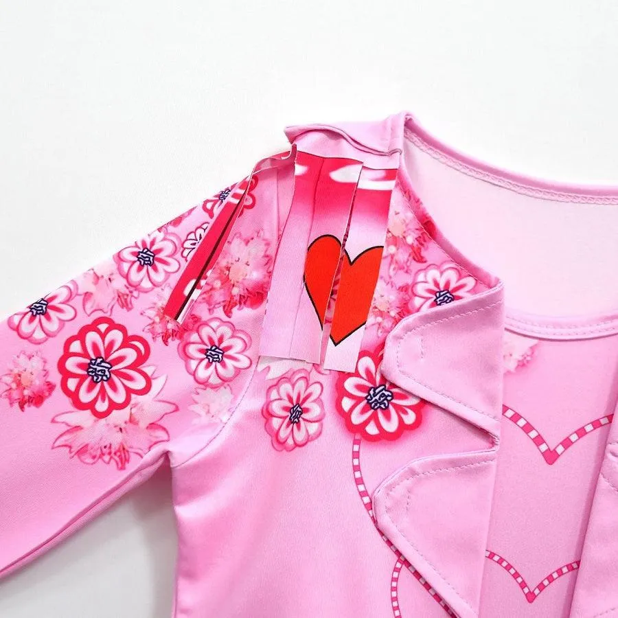 Children's Halloween cosplay costume for girls, heart-shaped printed cotton princess dress, carnival birthday party stage performance costume