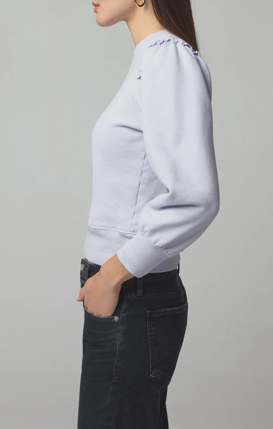 Citizens of Humanity - Edie Puff Sleeve Sweatshirt in Ash Lavender