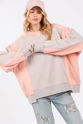 Color Block Round Neck Sweatshirt